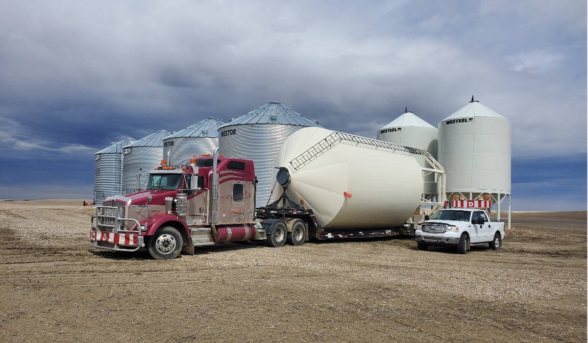 grain bin moving, grain bin hauling in Alberta